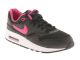 Basket Nike air max 1 junior en cuir et mesh noir et rose 807605 006.