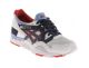 Basket femme Asics Gel-lyte V en daim et mesh gris, bleu et rouge H5Z9L 1050.