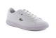 Chaussure Lacoste Carnaby junior en cuir blanc et vert.