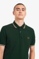 Polo Fred Perry Twin Tipped Vert Blanc Caramel foncé M3600 M61