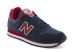 Chaussure New Balance M373 en suede et mesh bleu marine et rouge.