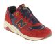 Basket New Balance femme wrt 580 rouge en cuir et tissu Ecossais.